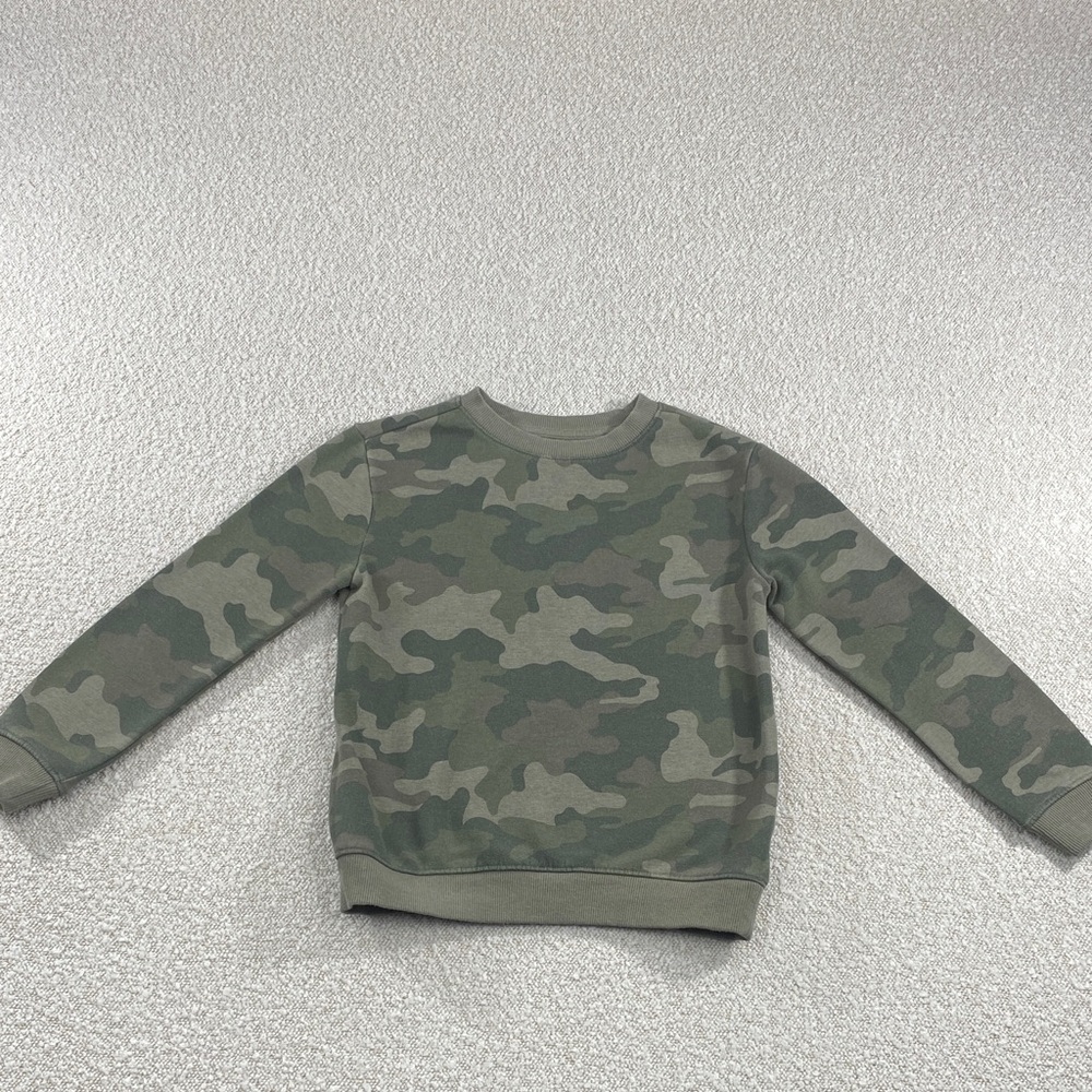 Classic Green Camo Crewneck Sweater - kids Cat & Jack size s6/7 - Picture 1 of 15